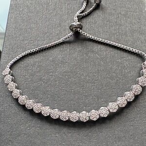 Banana Republic Sparkle Circle Silver CZ Bolo Bracelet